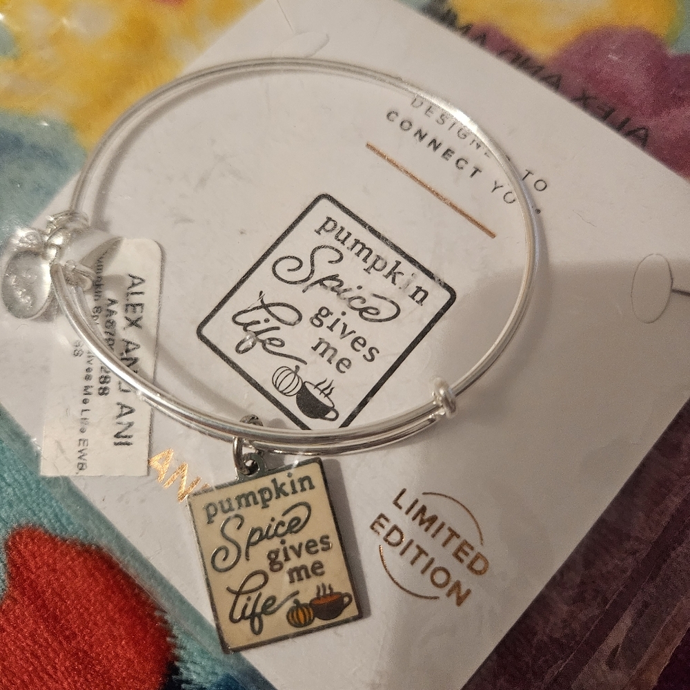 Alex And Ani Pumpkin Spice Gives Me Life Bangle Charm Bracelet